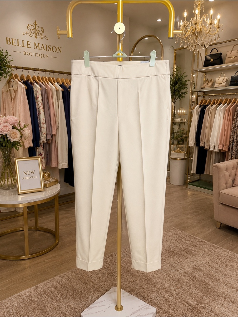 Talbots Cream Cropped Tailored Ankle Pants